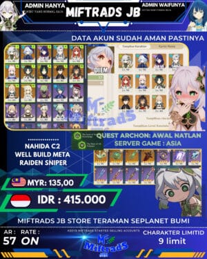 akun genshin impact xiao c6 | 865k (salin)