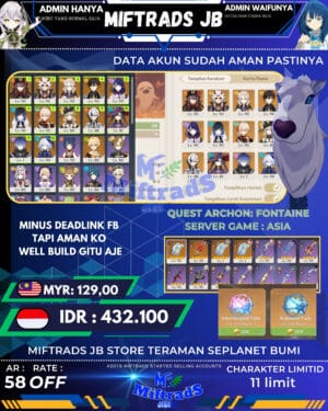 akun genshin impact xiao c6 | 865k (salin)