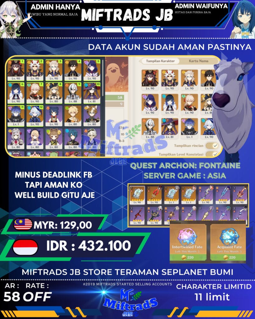 akun genshin impact xiao c6 | 865k (salin)