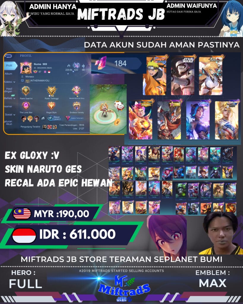 AKUN MOBILE LEGENDS - SKIN NARUTO|610K akun wuthering waves dps lupa | 420k (salin)