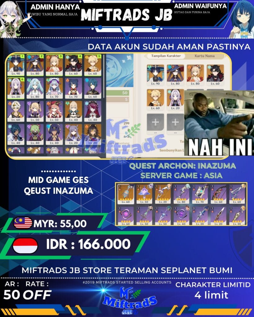 AKUN GENSHIN IMPACT - WAWAN DPS | 166K akun genshin impact meta hyperblom| 206k (salin)