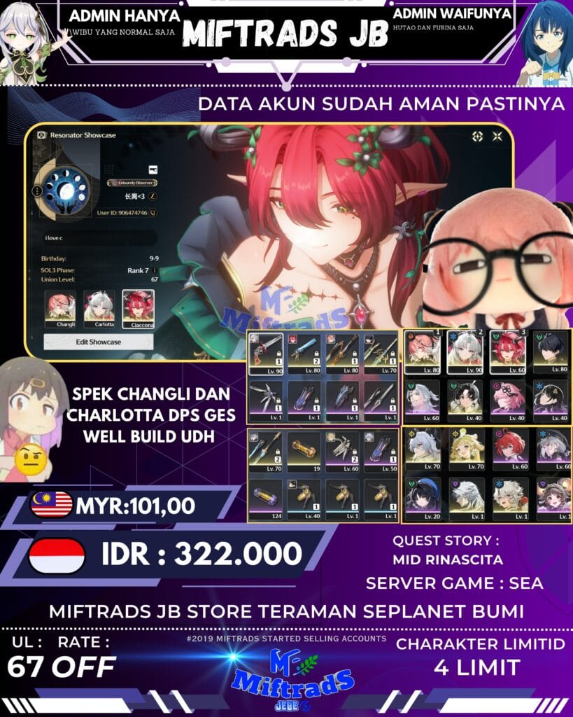 akun wuthering waves well build 7 limit | 650k
