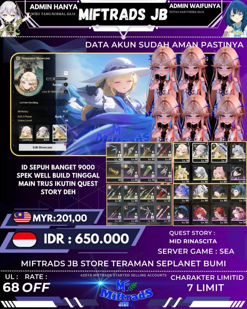 AKUN WUTHERING WAVES - WELL BUILD 7 LIMIT | 650K akun wuthering waves well build 7 limit | 650k