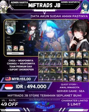 MIFTRADS akun wuthering waves well build 7 limit | 650k